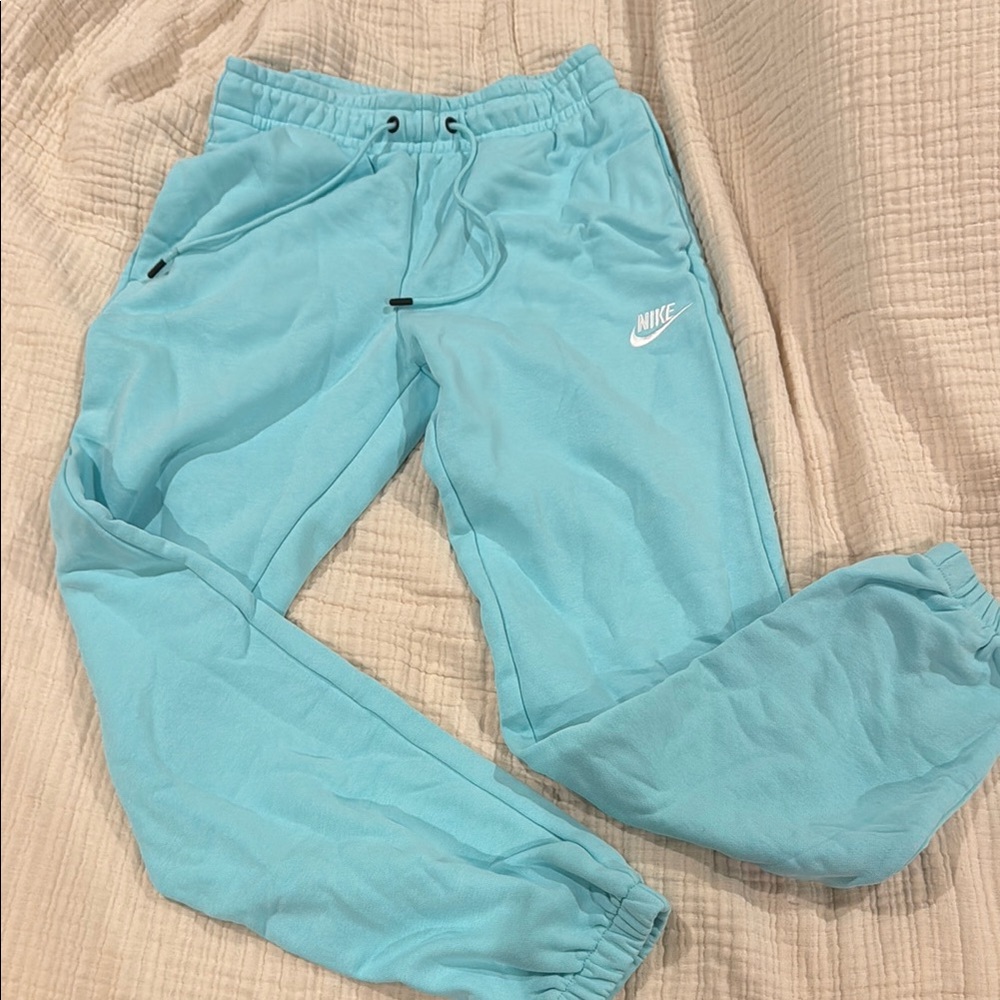 Nike Blue Track Pants with Elastic Cuffs and Drawstring